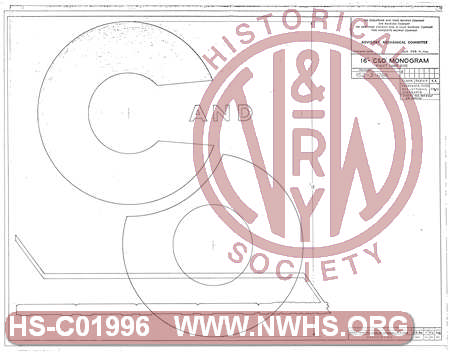 16" "C&O" Monogram, Right Hand Side (for C&O Passenger Cars; diners 963, 964 & 965 G.W. Service)