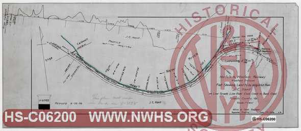 N&W Ry, Radford Division, Plat showing land to be acquired from J.C. Kent on low grade line from Crab Creek to Back Creek, Pulaski County, Va.