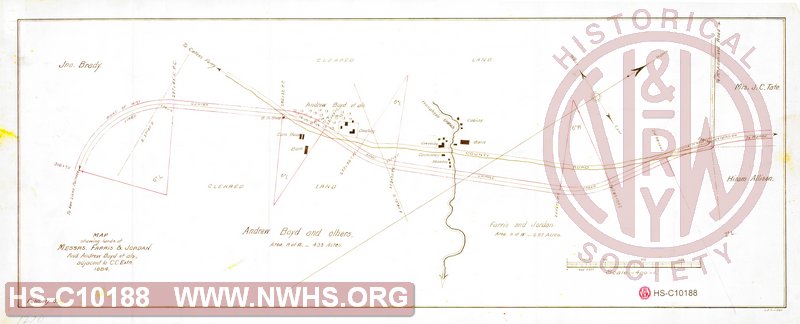 Map showing lands of Messas Farris & Jordan and Andrew Boyd adjacent to Cripple Creek Extension