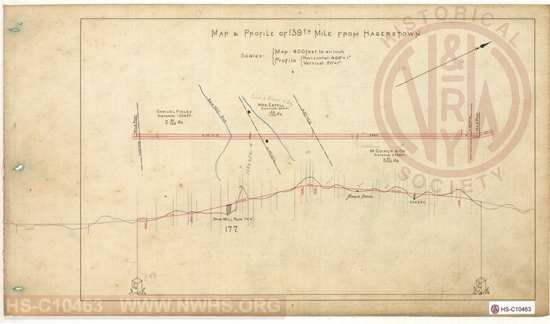 SVRR Mile Sheet - Map & Profile of 139th Mile from Hagerstown, Mileposts H138 to H139