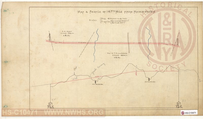 SVRR Mile Sheet - Map & Profile of 147th Mile from Hagerstown, Mileposts H146 to H147