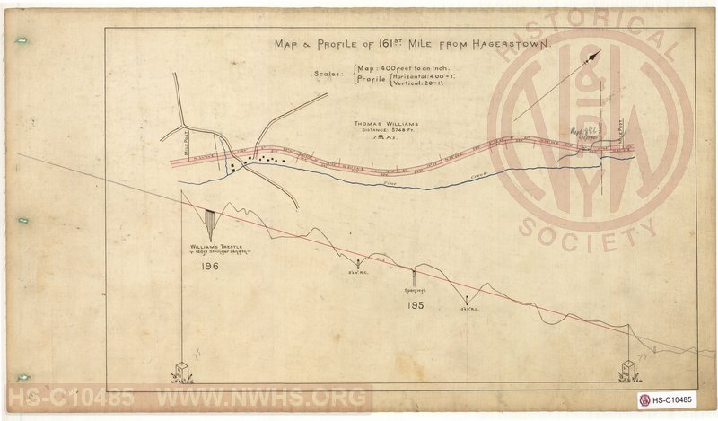 SVRR Mile Sheet - Map & Profile of 161st Mile from Hagerstown, Mileposts H160 to H161