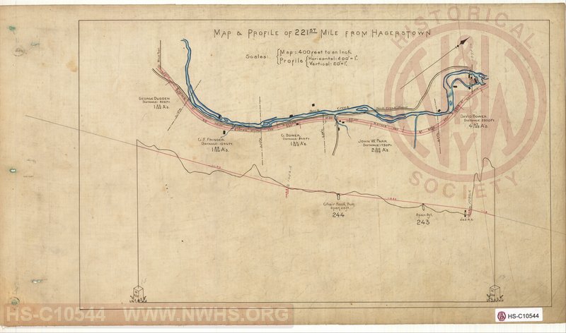 SVRR Mile Sheet - Map & Profile of 221st Mile from Hagerstown, Mileposts H220 to H221