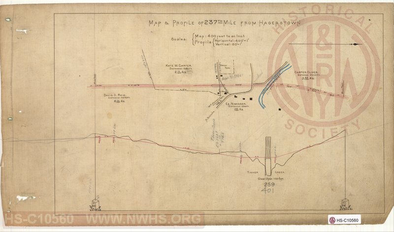 SVRR Mile Sheet - Map & Profile of 237th Mile from Hagerstown, Mileposts H236 to H237
