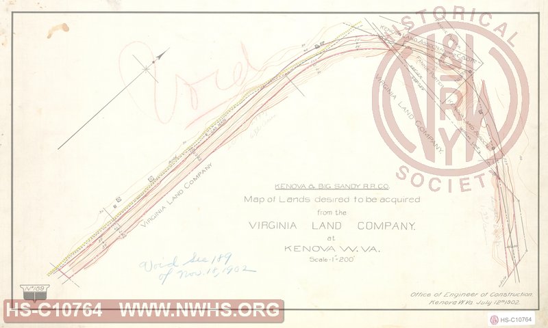 Map of Lands to be Acquired from the Virginia Land Company at Kenova WV