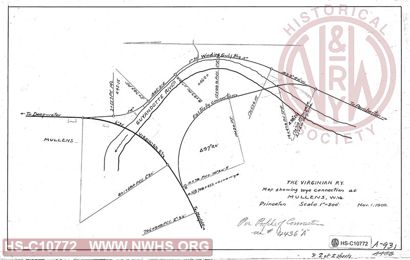 Map Showing Wye Connection at Mullens, WV