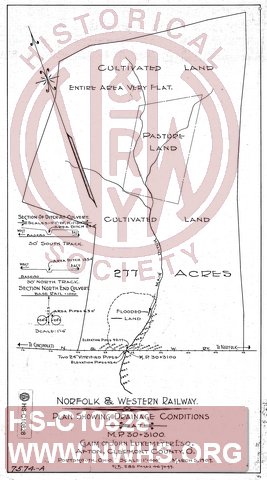 Plan Showing Drainage Conditions at MP 30+3100', Claim of John Lukemeyer Esq., Afton OH