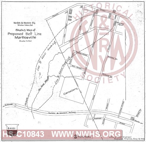 Sketch Map of Proposed Belt Line, Martinsville