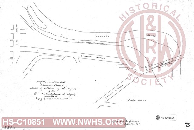 Roanoke Belt Line - Sketch of a Portion of the Layout of the Roanoke Development Company's Property According to Map of Roanoke Development Company'