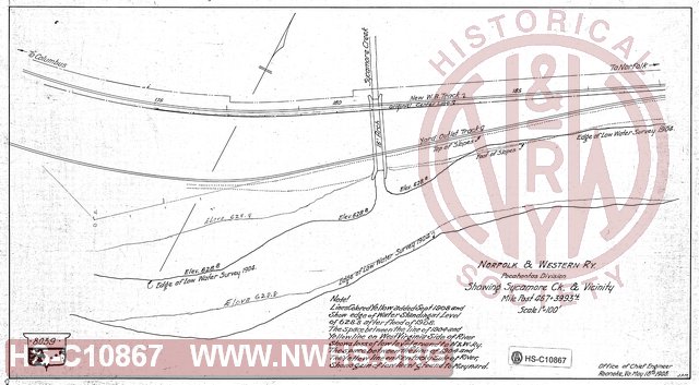N&W Pocahontas Division, Showing Sycamore Creek and Vicinity, MP 467+3993.4'.