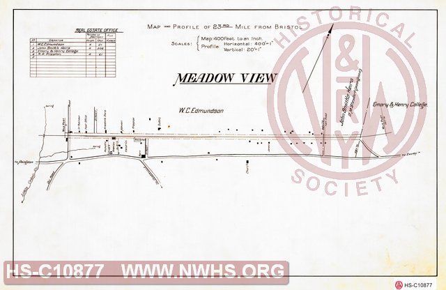 N&W RR, Map and Profile of 23rd Mile from Bristol