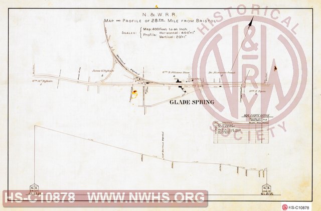 N&W RR, Map and Profile of 28th Mile from Bristol