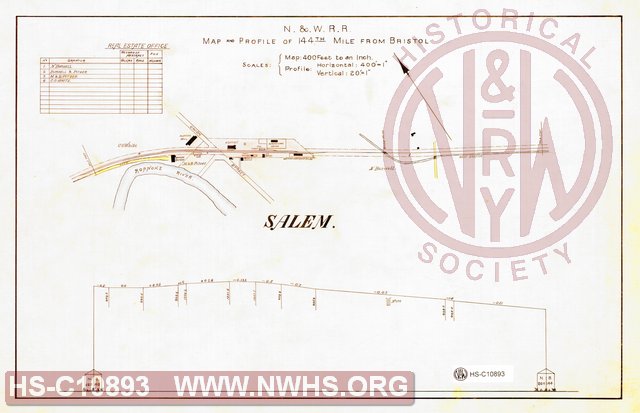 N&W RR, Map and Profile of 144th Mile from Bristol