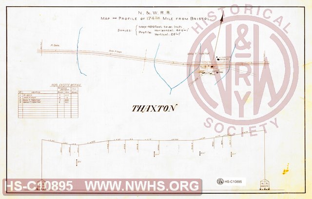 N&W RR, Map and Profile of 174th Mile from Bristol