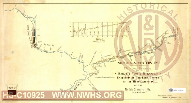 Map and Profile of South Fork Branch, Extension of Tug Fork Branch of the Ohio Extension
