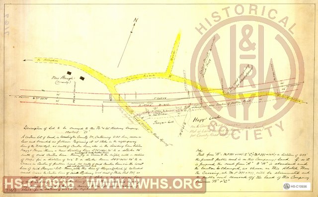 Untitled drawing showing proposed change in county road and land required near MP391 in Washington County VA