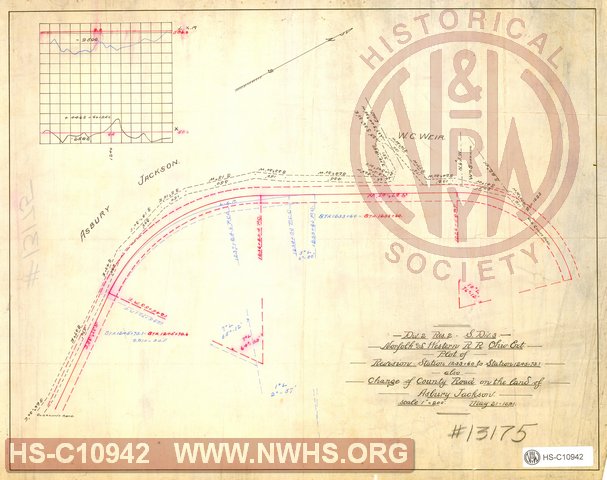 N&W RR Ohio Ext. Div. 2 Res. 2. S.Div. 3 - Plot of Revision - Station 1233+60 to Station 1245+73.1 also Change of County Road on the land of Asbury Jackson