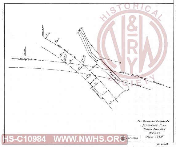 The Virginian Railway Co., Situation Plan, Bridge Pier No. 1 MP 356