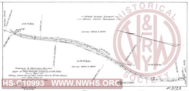 N&W Ry, Right of way through property of H.W. Hibbs near Otway, Scioto County, Ohio, MP86+481.0 to MP 86+3702.0
