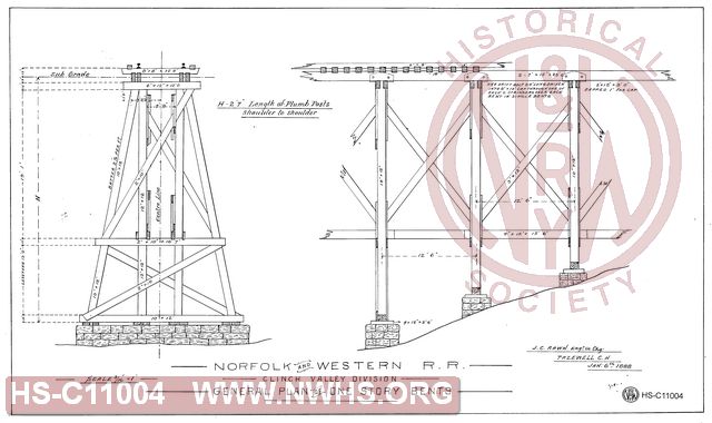N&W RR Clinch Valley Division, General Plan of One Story Bents