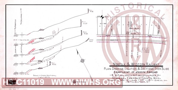 Plan Showing Location and Section Over Slide, Complaint of Joseph Abrams, MP 581+4870' to MP 581+5000' near Sedgwick, OH