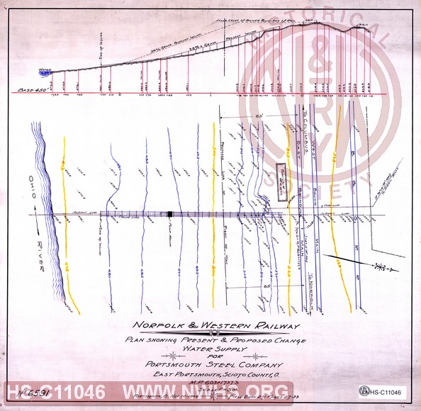 N&W Ry, Plan showing present & proposed change water supply for Portsmouth Steel Company, East Portsmouth, Scioto County, O, MP 603+1737.3
