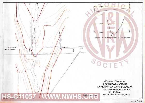 Morri Branch situation plan, Crossing of Lotts Hoolow, Station 302 - MP 18.68, 6'x6' box