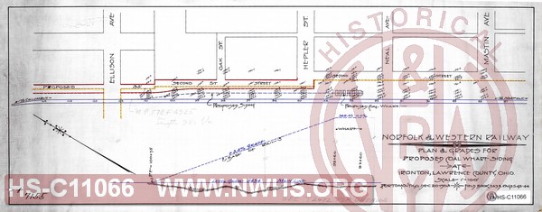 N&W Ry, Plan & Grades for proposed coal wharf siding at Ironton, Lawrence County, Ohio