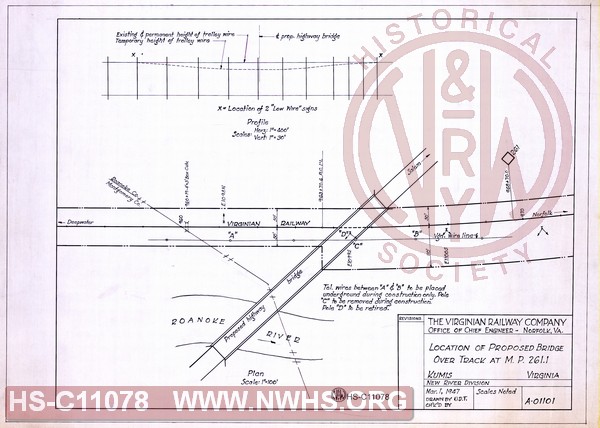 VGN, Location of Proposed bridge over track at MP 261.1, Kumis Virginia