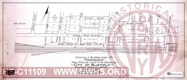 N&W Ry, Pocahontas Division, Map showing land to be deeded by City of Bluefield, Bluefield, Mercer Co. West Va.