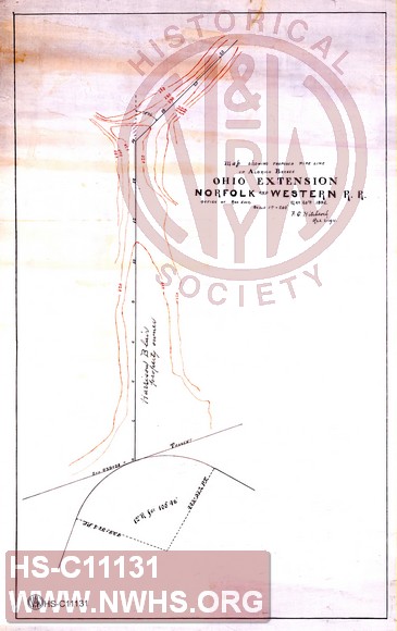 Map showing proposed pipe line up Aldrich Branch, Ohio Extension, N&W R.R.