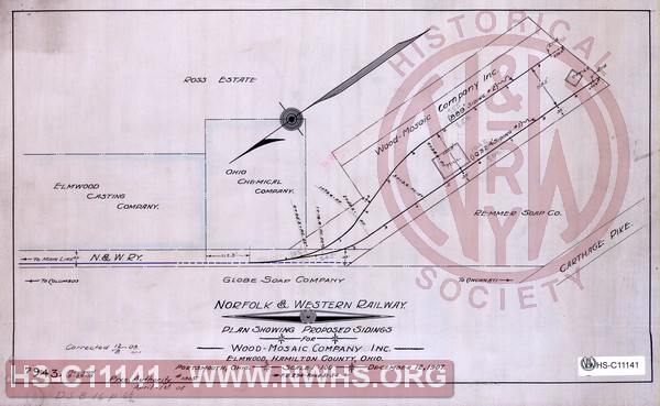 Plan Showing Proposed Sidings for Wood-Mosaic Company Inc., Elmwood Hamilton County OH