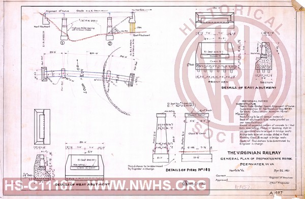 VGN Rwy, General Plan of Deepwater Wye Bridge, Deepwater WV