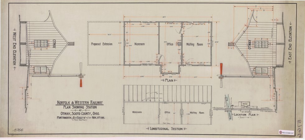Plan showing Station at Otway, OH (Scioto County)