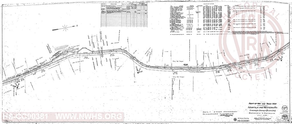 Right-of-Way and Track Map, Cincinnati District (Scioto Div), Station 105+60 to Station 211+20