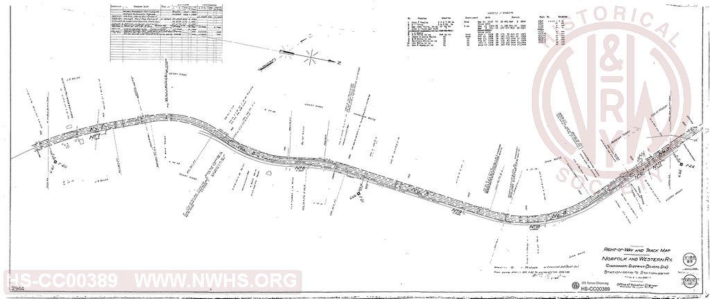 Right-of-Way and Track Map, Cincinnati District (Scioto Div), Station 950+40 to Station 1056+00