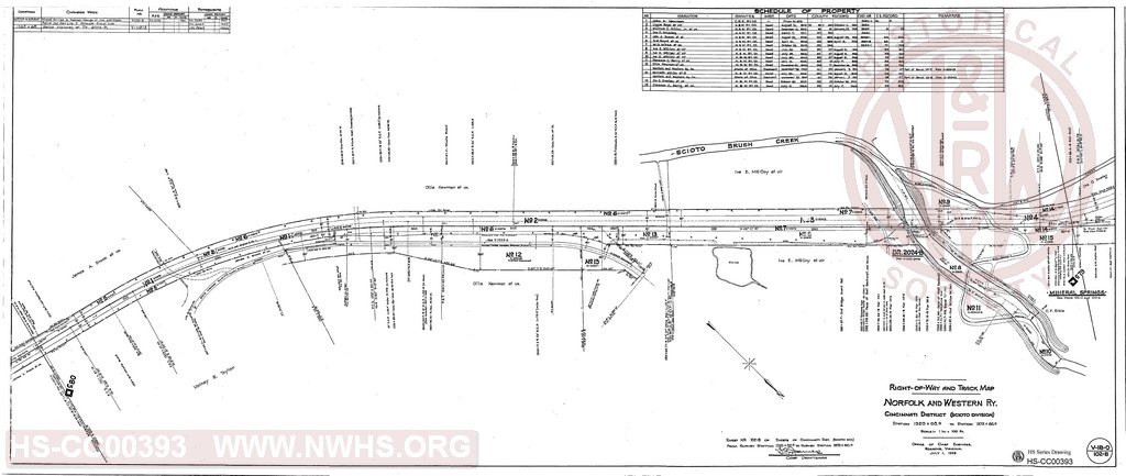Right-of-Way and Track Map, Cincinnati District (Scioto Div), Station 1320+00 to Station 1372+80