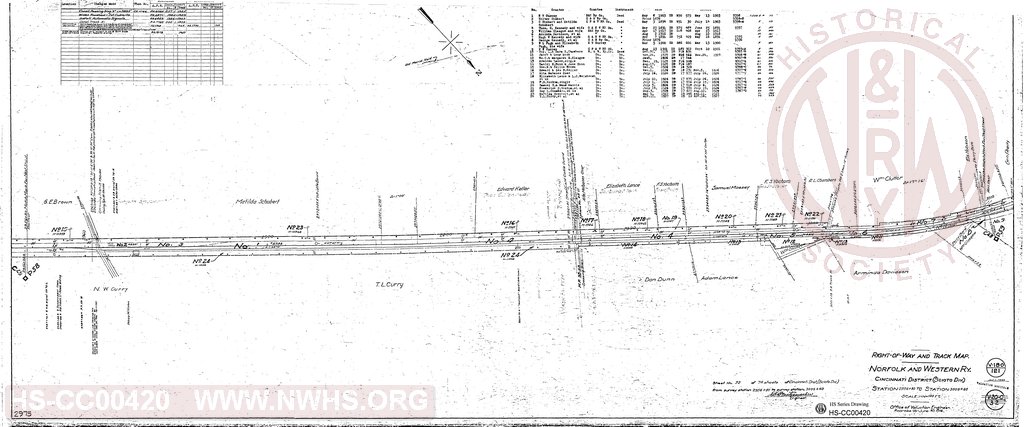 Right-of-Way and Track Map, Cincinnati District (Scioto Div), Station 2956+80 to Station 3009+60