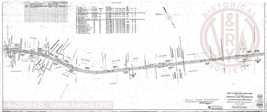 Right-of-Way and Track Map, Cincinnati District (Scioto Div), Station 3379+20 to Station 3484+80