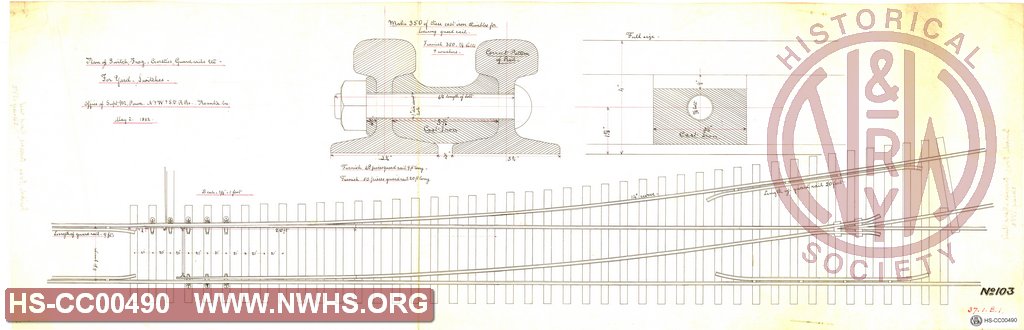 Plan of Switch Frog, Crossties, Guard Rail Etc. for Yard Switches