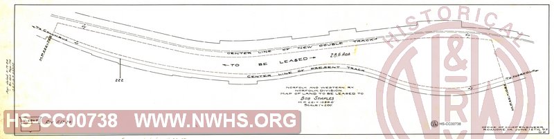 N&W Rwy Norfolk Division, Map of Land to be Leased to Bob Staples, MP 221+1095.0