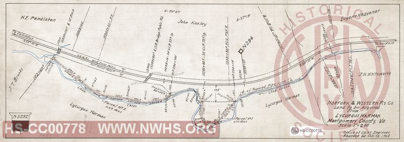N&W Rwy, Land to be Acquired from Lycurgus Harman, Montgomery County, VA