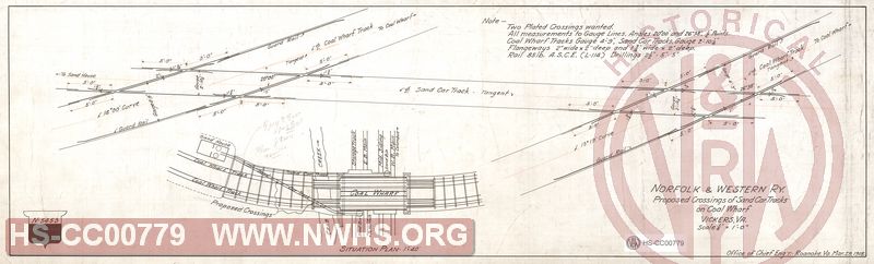 N&W Rwy, Proposed Crossing of Sand Car Tracks on Coal Wharf, Vickers VA