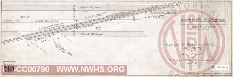 N&W Rwy.,Plan of Crossing at Main St. of Tar Branch of Winston-Salem Southbound Railway