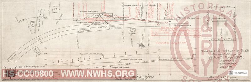 N&W Ry Co, Proposed siding of DuPont Power Co, Riverside, Va, MP H178+3536'
