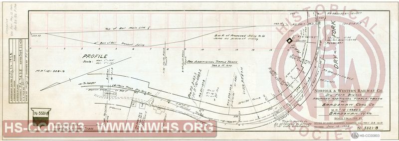 N&W Rwy, Dry Fork Branch, Proposed Additional Tipple Track for Bradshaw Coal Co., MP I10+4385.2', Bradshaw WV