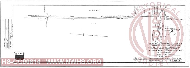 N&W Rwy, Shenandoah Division, 4" Water Line Crossing and Location of the Stuarts Draft Water Company, Inc.MP H153+335', Stuarts Drafts VA