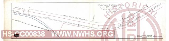 N&W Rwy Scioto Div., Proposed Extension of Passing Siding, Wharton OH MP 103+3408'