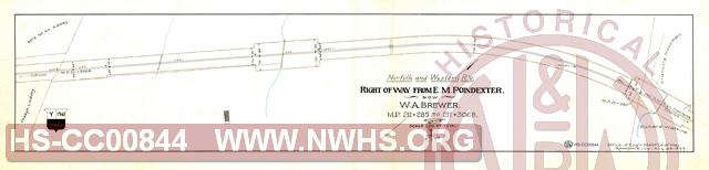 N&W Rwy, Right of Way from E.M. Poindexter, now W.A. Brewer, MP 211+285' to 211+3068'