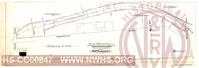 N&W Rwy Durham Terminal Branch, Map of Land Desired from A.M. Riggsbee